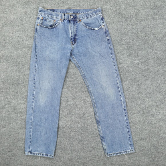 Levis 505 Jeans Men 34x32 Blue Regular Straight Medium Wash Tag 34x32 - Picture 1 of 12